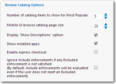 Settings &gt; Web Site View / Catalog Behavior Tab / Browse Catalog Options