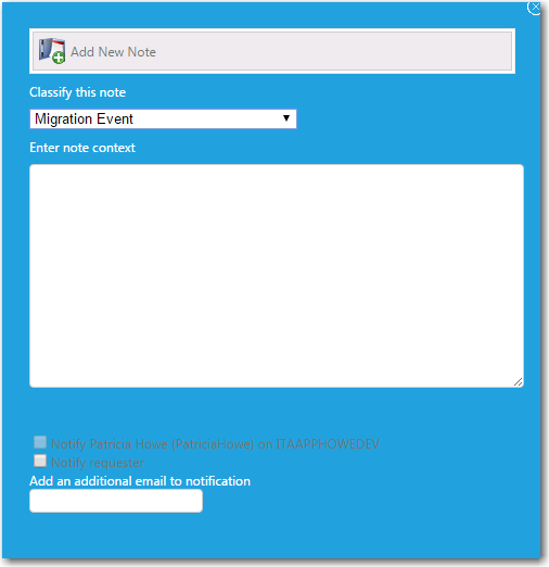 Add New Note Dialog Box