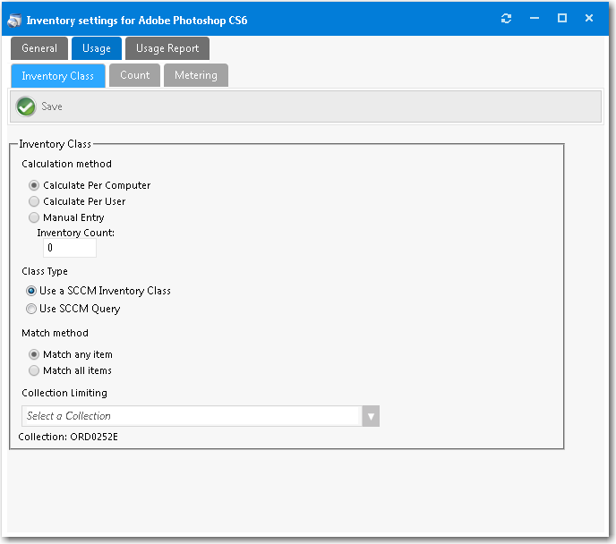 Inventory Item Properties Dialog Box / Usage &gt; Inventory Class Tab