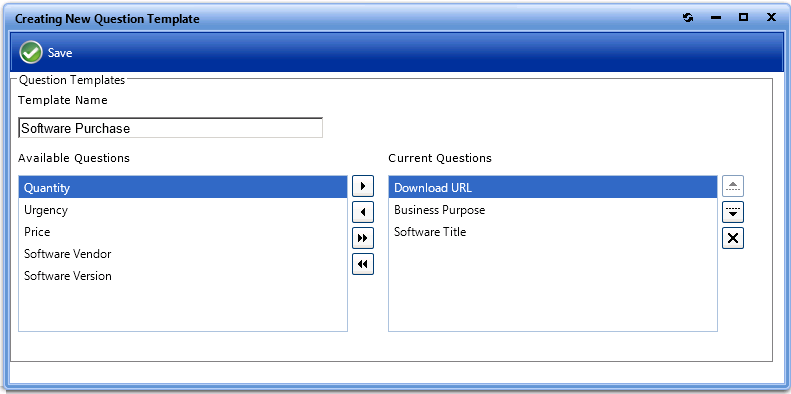 Question Template Properties Dialog Box
